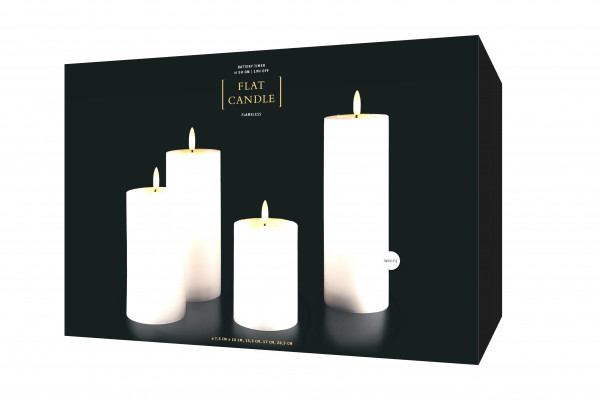 Flat Candle Set large white