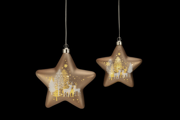 Indoor Glass Star Set brown